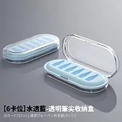 【Parkour X 跑酷】ApplePencil替換筆尖矽膠防摔透明收納盒-6格 (通用原廠蘋果筆尖收納 不占材積避免找不到)  水透藍