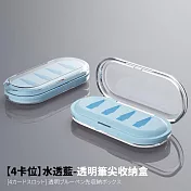 【Parkour X 跑酷】ApplePencil替換筆尖矽膠防摔透明收納盒-4格 (通用原廠蘋果筆尖收納 不占材積避免找不到)  水透藍