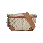 GUCCI GG Emblem 塗層帆布及皮革腰包/胸口包 (烏木/深棕色)