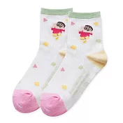 【ONEDER 旺達】蠟筆小新系列中筒襪 野原新之助羅紋長襪 台灣製棉襪女襪- 拚色款小新 SC-A324