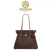 【ZENDAR】台灣總代理 限量1折 頂級小牛皮肩背包 莉娃系列 全新專櫃展示品 咖啡色