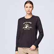 【荒野wildland】女彈性圓領暖感印花機能衣54黑色 S 54黑色