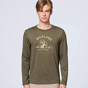 【荒野wildland】男彈性圓領暖感印花機能衣169鼠尾草綠 L 169鼠尾草綠