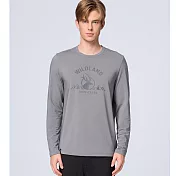 【荒野wildland】男彈性圓領暖感印花機能衣196霧灰色 M 196霧灰色