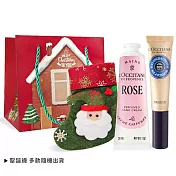 L’OCCITANE 歐舒丹 聖誕暖心呵護組[護手霜(多款可選)+乳油木指緣修護油]-公司貨 玫瑰
