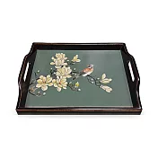 【C’est Chic】朝霞鳥鳴手繪楊木方茶盤-幅43cm-4色可選 風化藍