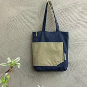 濁河良品 | 大口袋托特(可放13吋筆電) - 紳士藍x奶茶杏