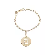 FENDI FF Logo 鏤空圓牌金屬標誌手鍊_展示品 (金色)