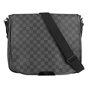 LV 棋盤格翻蓋磁釦斜背包MM_展示品 (黑灰色)