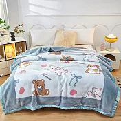 新款加厚雙面絨毛毯棉被150*200CM(冬被/保暖毛毯/毛毯/蓋毯/棉被/加大毛毯/暖暖被) 無 愛心貓藍