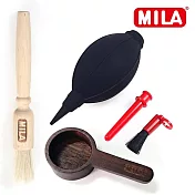 MILA 咖啡清潔組(原木短柄匙+原木毛刷+大型氣吹)