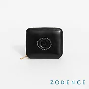 ZODENCE HAN義大利植鞣革拉鏈簡式短夾 深邃黑