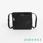 ZODENCE CHORD義大利植鞣革商務休閒方塊斜背包  深邃黑