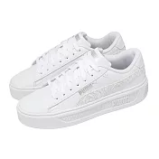 Puma 休閒鞋 Smash Platform V3 Imprints 女鞋 白 銀 復古 板鞋 397578-01