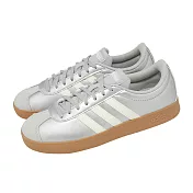 adidas 休閒鞋 VL Court Base 女鞋 銀 白 膠底 復古 愛迪達 JQ3048