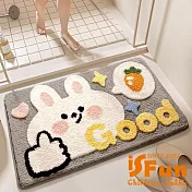 【iSFun】羊羔絨毛 腳踏防滑浴室吸水地墊50x80cm/兔子紅蘿蔔 兔子紅蘿蔔
