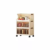 【好氣氛家居】55面寬頂部置物折疊式移動塑膠收納櫃-三層款/兩色可選 茶色透明面板