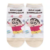 【ONEDER 旺達】蠟筆小新直版襪 野原新之助短襪 台灣製棉襪 親子襪- 米 (15-22)SC-A537