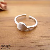 ☆§海洋盒子§☆可愛磨砂小魚兒925純銀戒指.開口式