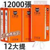 【豆豆貓】12入組大包紙巾 乾濕兩用抽紙 家用實惠裝面巾紙 壁掛式衛生紙 12提(1000張*12)