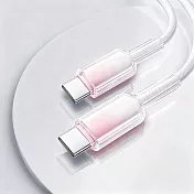 樂樂冰晶頭PD60W快充線 1入組1年保固 Type-C to Type-C 彩色编織充電線 1m/灰白粉