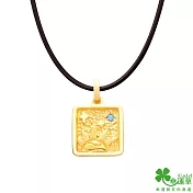 幸運草金飾 日不落黃金/水晶男墜子  送白鋼項鍊