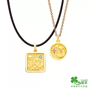 幸運草金飾 日不落黃金成對墜子  送男黑皮繩項鍊+女黑皮繩項鍊