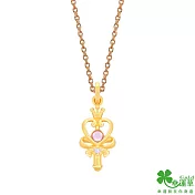 幸運草金飾 愛的魔法黃金/水晶墜子  送玫瑰鋼項鍊