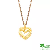 幸運草金飾 愛的光波黃金墜子  送玫瑰鋼項鍊
