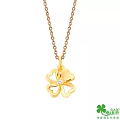 幸運草金飾 好幸運黃金墜子  送玫瑰鋼項鍊