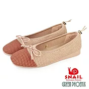 【SNAIL蝸牛】女 娃娃鞋 便鞋 平底 蝴蝶結 針織 EU35 粉紅色