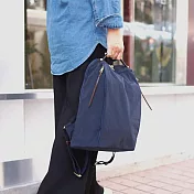 Baggy Port |日本手作 帆布X皮革休閒手提/後背包 深藍色