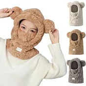 保暖禦寒必備!! 多功能萌系小熊毛絨頭套 UQQK 帽子 口罩 耳罩 面罩 頭帶 脖圍 防風防寒 慢跑 騎自行車 登山 滑雪 戶外 居家 柔軟親膚百搭 秋冬保暖頭套 灰色