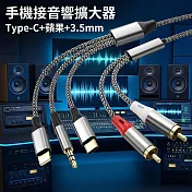 Type-c蘋果3.5mm三合一轉2RCA蓮花頭音訊線轉音響箱擴大器轉接線