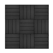 【Meric Garden】環保防水防腐拼接塑木地板6入/組_19款任選 直條紋黑色