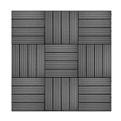 【Meric Garden】環保防水防腐拼接塑木地板12入/組_19款任選 直條紋灰色