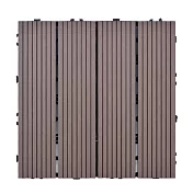 【Meric Garden】環保防水防腐拼接塑木地板36入/組_19款任選 直條紋深棕色