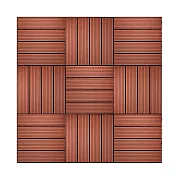 【Meric Garden】環保防水防腐拼接塑木地板36入/組_19款任選 直條紋紅木色