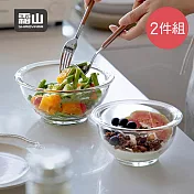 【日本霜山】耐熱玻璃調理碗/沙拉碗二件組(490ml+880ml)
