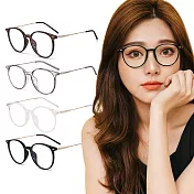 【ALEGANT】都會漫步TR90輕量圓框金屬鏡腳UV400濾藍光眼鏡 輕感黑