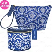 ESTEE LAUDER 雅詩蘭黛 青花藍瓷織紋圓筒包+青花藍瓷織紋手提包(公司貨)