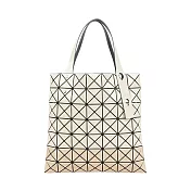 ISSEY MIYAKE BAO BAO PRISM 7X7 拼接色亮面手提包 (淺米x米色)