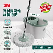 3M 百利T7雙渦輪旋轉拖把組(1桿1桶1擦布)