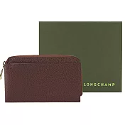 LONGCHAMP LE FOULONNÉ系列牛皮卡片零錢包 摩卡