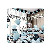 BESTHOT 生日派對金屬配色皇冠套裝  藍黑銀