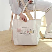 Peanuts史努比肩背手提袋 沙發小憩 米白