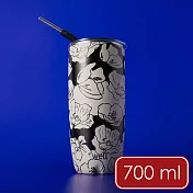 《S’well》Tumbler不鏽鋼吸管滑蓋保溫杯 - 墨韻花影700ml
