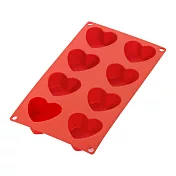 《LEKUE》8格心型點心烤模(紅30cm) | 點心烤模 果凍模 小蛋糕模  甜點模