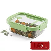 《LEKUE》長方可微波玻璃密封保鮮盒(嫩綠1.05L) | 可微波便當盒 收納盒 環保餐盒