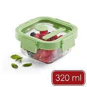 《LEKUE》方形可微波玻璃密封保鮮盒(嫩綠320ml) | 可微波便當盒 收納盒 環保餐盒